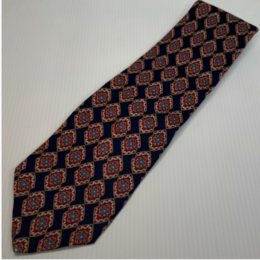 Today’s Man Blue Red Hand Made 100% Silk Men’s Neck Tie Made In Italy